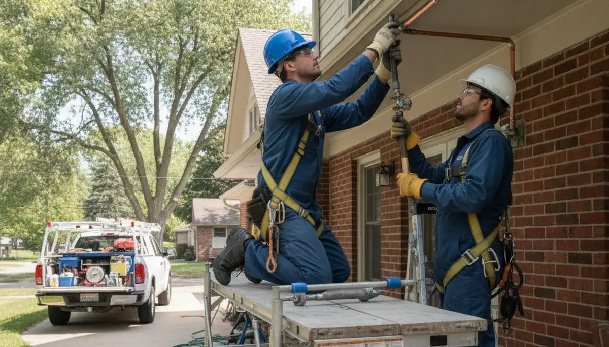 Omaha, NE plumbing repair technician servicing residential pipe leak repair