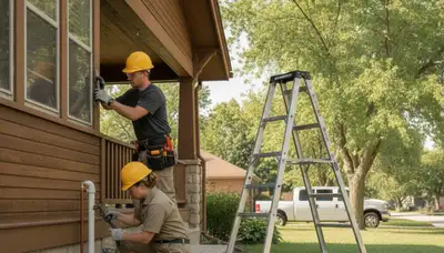 Omaha, NE plumbing repair technician fixing a residential pipe leak with professional tools