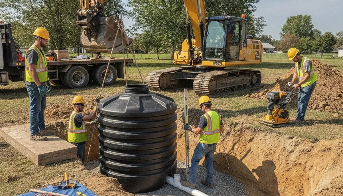 Septic tank installation for Omaha, NE home by professional plumbing repair crew
