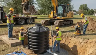 Septic tank installation for Omaha, NE home by professional plumbing repair crew